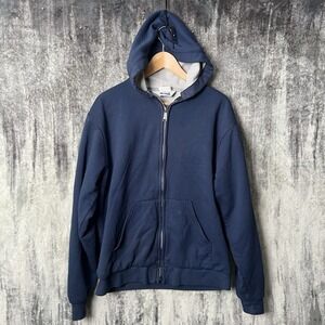 Vintage Muleskins Hoodie Men's L Blue Full Zip Thermal Lined Sweatshirt 90s